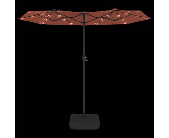 Umbrelă de soare cu două capete cu led-uri cărămiziu 316x240 cm, 6 image