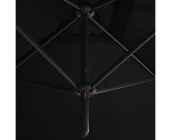 Umbrelă de soare dublă cu stâlp din oțel, negru, 600x300 cm, 5 image