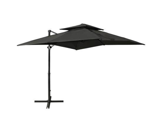 Umbrelă suspendată cu înveliș dublu, antracit, 250x250 cm