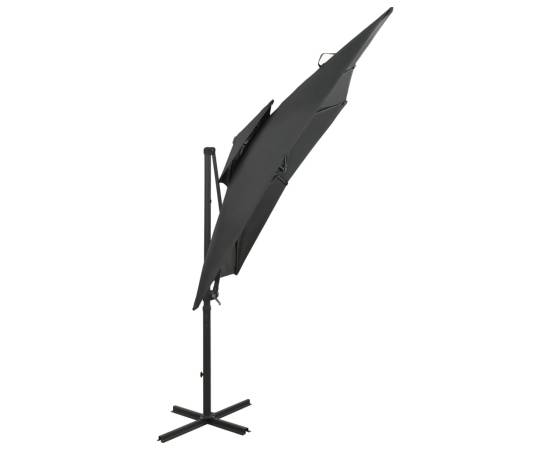 Umbrelă suspendată cu înveliș dublu, antracit, 250x250 cm, 4 image