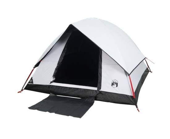 Cort camping cupolă 3 persoane alb, țesătură opacă, impermeabil, 5 image