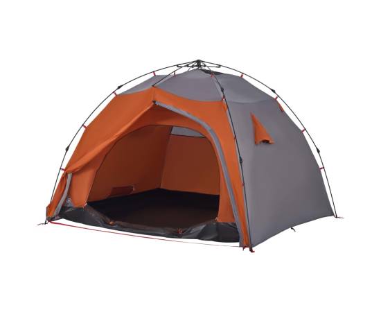 Cort camping cupolă 4 persoane, gri/portocaliu, setare rapidă, 5 image