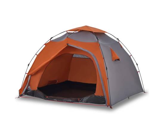 Cort camping cupolă 4 persoane, gri/portocaliu, setare rapidă, 2 image