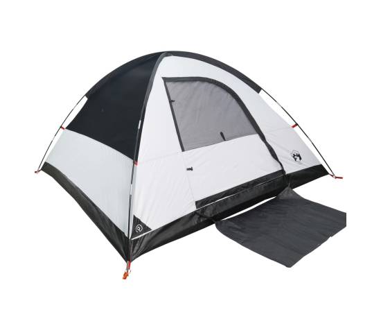 Cort camping cupolă 4 persoane alb, țesătură opacă, impermeabil, 5 image