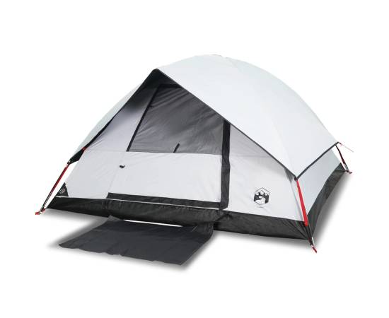 Cort camping cupolă 4 persoane alb, țesătură opacă, impermeabil, 2 image