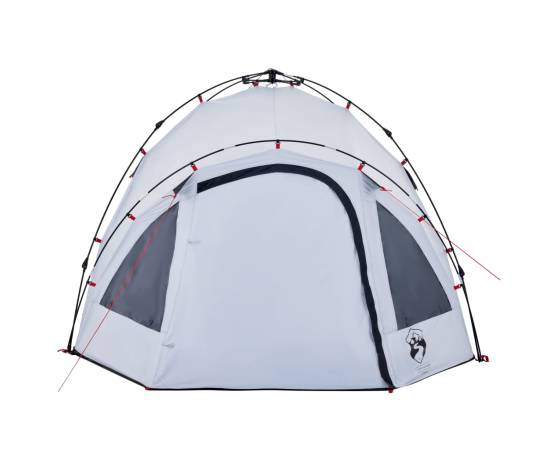 Cort de camping 3 persoane, alb opac, setare rapidă, țesătură, 5 image