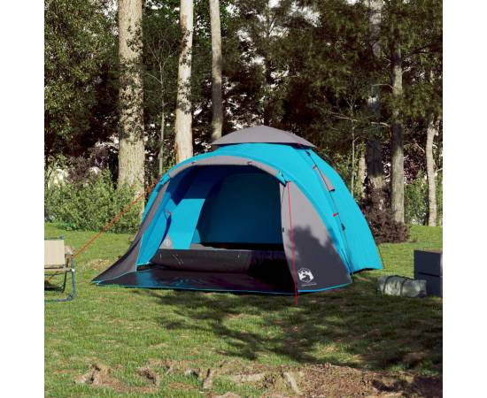 Cort de camping cupolă 3 persoane, setare rapidă, albastru, 3 image