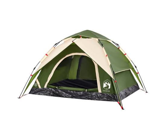Cort de camping cupolă 3 persoane, setare rapidă, verde, 4 image