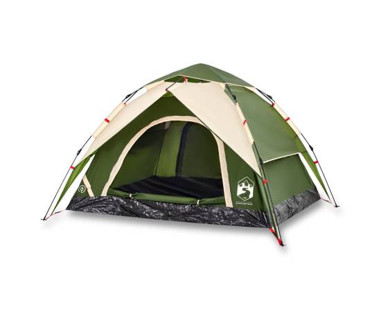 Cort de camping cupolă 3 persoane, setare rapidă, verde, 2 image