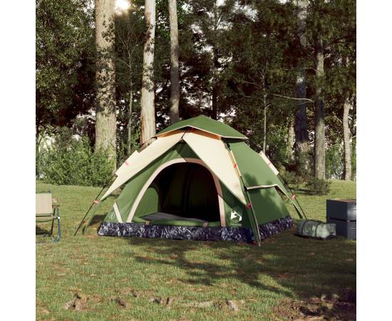 Cort de camping cupolă 3 persoane, setare rapidă, verde, 3 image