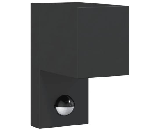 Lampă exterioară de perete cu led/senzor, negru aluminiu turnat, 2 image