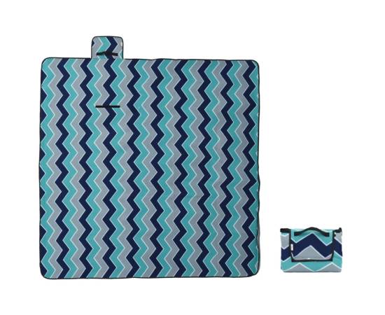 Pătură de picnic pliabilă, val albastre, 200x200 cm catifea, 3 image