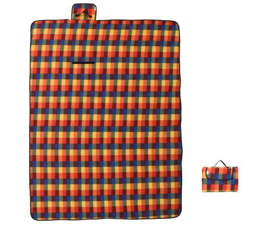 Pătură picnic pliabilă, carouri multicolor, 200x150 cm catifea, 3 image