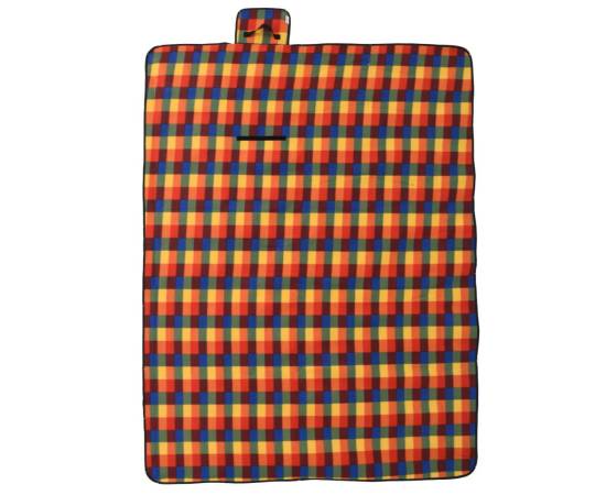 Pătură picnic pliabilă, carouri multicolor, 200x150 cm catifea, 2 image
