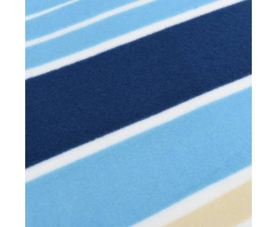 Pătură picnic pliabilă, dungi albastre alb, 200x150 cm catifea, 5 image