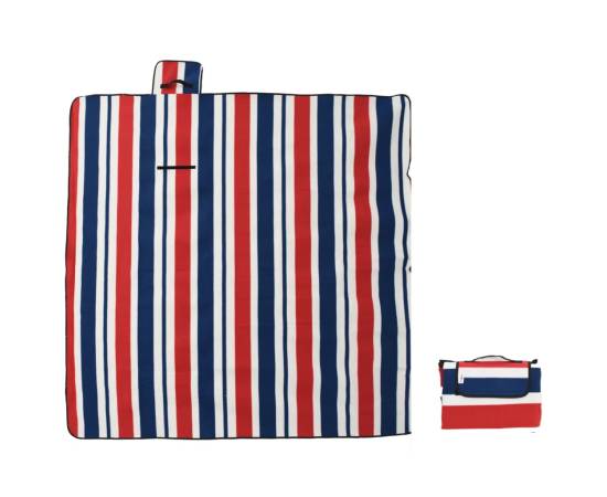 Pătură picnic pliabilă, dungi roșu albastre, 200x200 cm catifea, 3 image