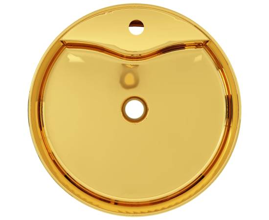 Chiuvetă cu preaplin, auriu, 46,5x15,5 cm, ceramică, 3 image