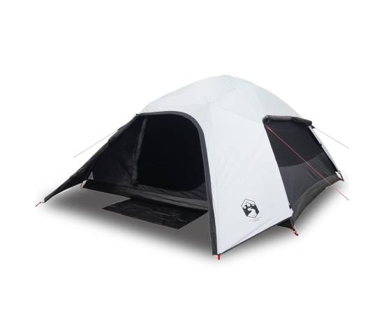 Cort camping cupolă 4 persoane alb, țesătură opacă, impermeabil, 2 image