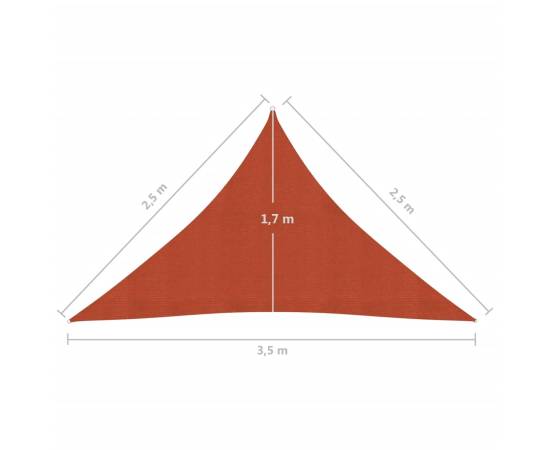 Pânză parasolar, cărămiziu, 2,5x2,5x3,5 m, hdpe, 160 g/m², 6 image