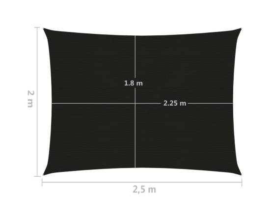 Pânză parasolar, negru, 2x2,5 m, hdpe, 160 g/m², 6 image