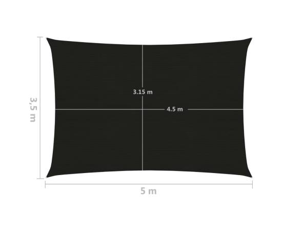 Pânză parasolar, negru, 3,5x5 m, hdpe, 160 g/m², 6 image