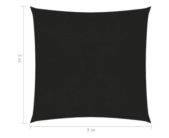 Pânză parasolar, negru, 3x3 m, hdpe, 160 g/m², 6 image