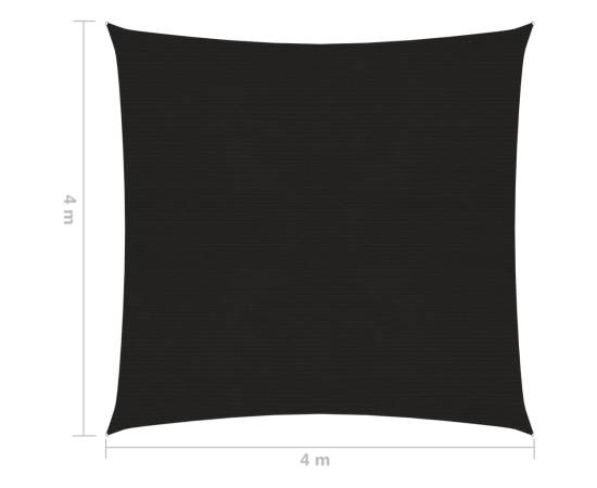 Pânză parasolar, negru, 4x4 m, hdpe, 160 g/m², 6 image