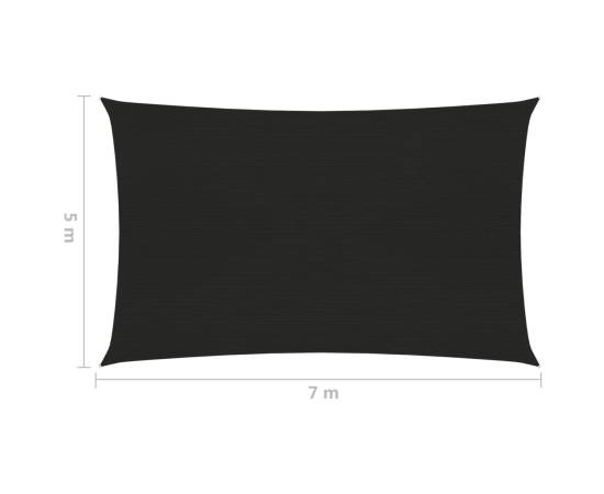 Pânză parasolar, negru, 5x7 m, hdpe, 160 g/m², 6 image