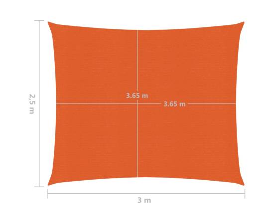 Pânză parasolar, portocaliu, 2,5x3 m, hdpe, 160 g/m², 6 image