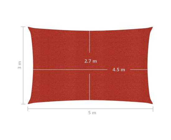 Pânză parasolar, roșu, 3x5 m, hdpe, 160 g/m², 6 image