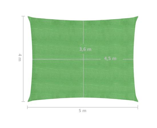 Pânză parasolar, verde deschis, 4x5 m, hdpe, 160 g/m², 6 image