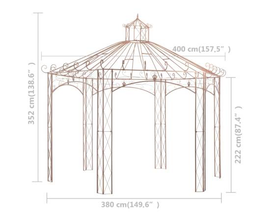 Pavilion de grădină, maro antichizat, 4 m, fier, 6 image