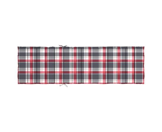 Pernă de șezlong, roșu carouri, 200x70x3 cm, textil oxford, 5 image
