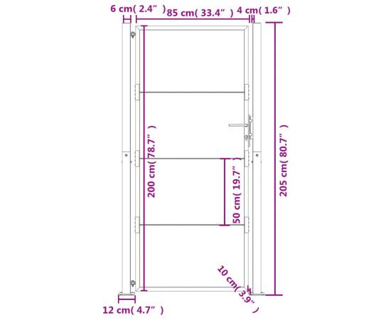 Poartă de grădină, 105x205 cm, oțel corten, 11 image