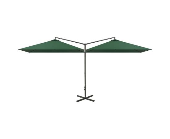 Umbrelă de soare dublă cu stâlp din oțel, verde, 600x300 cm, 2 image