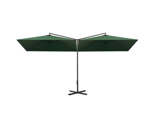 Umbrelă de soare dublă cu stâlp din oțel, verde, 600x300 cm, 3 image