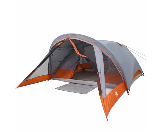 Cabină cort de camping 4 persoane gri și portocaliu impermeabil, 4 image