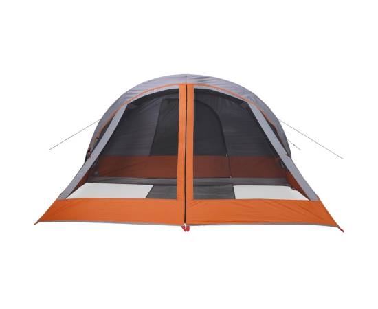 Cabină cort de camping 4 persoane gri și portocaliu impermeabil, 7 image