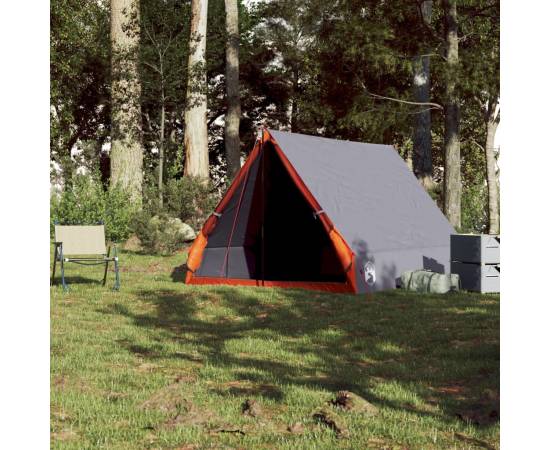 Cort camping cu cadru a 2 persoane, gri, impermeabil, 3 image