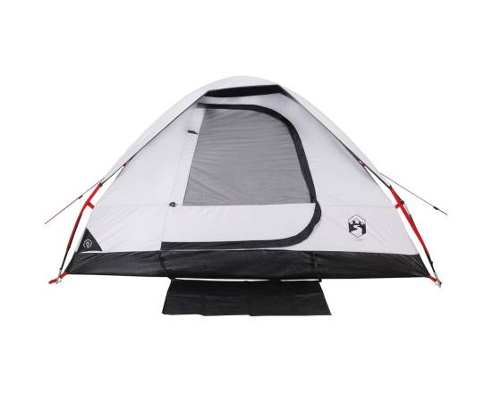 Cort camping cupolă 2 persoane alb, țesătură opacă, impermeabil, 7 image