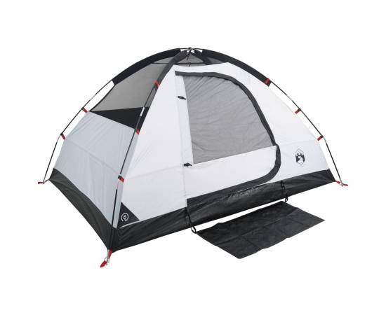 Cort camping cupolă 2 persoane alb, țesătură opacă, impermeabil, 8 image