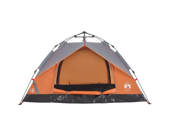 Cort camping cupolă 3 persoane, gri/portocaliu, setare rapidă, 6 image