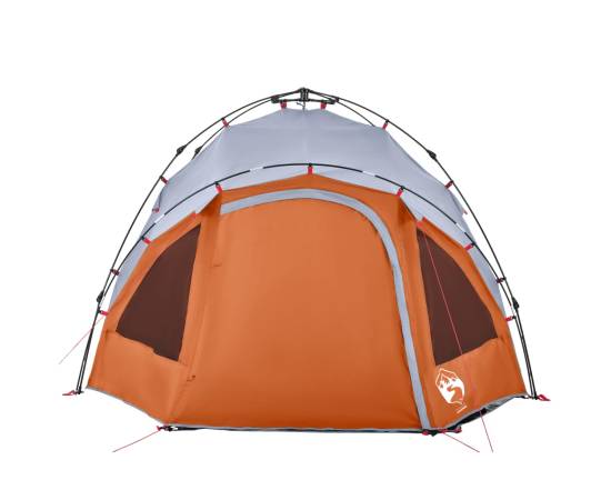 Cort camping cupolă 3 persoane, gri/portocaliu, setare rapidă, 5 image