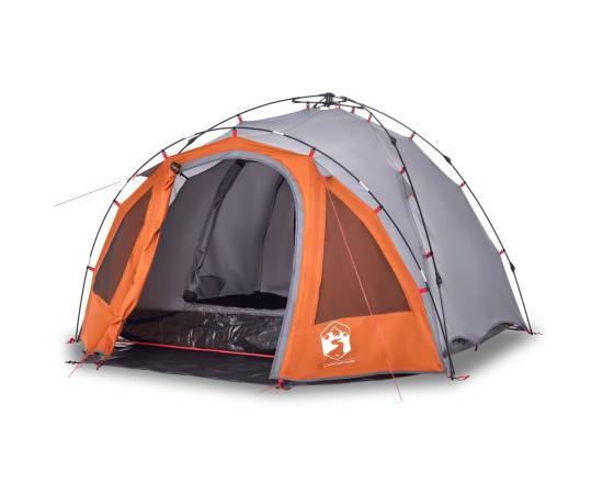 Cort camping cupolă 3 persoane, gri/portocaliu, setare rapidă, 2 image