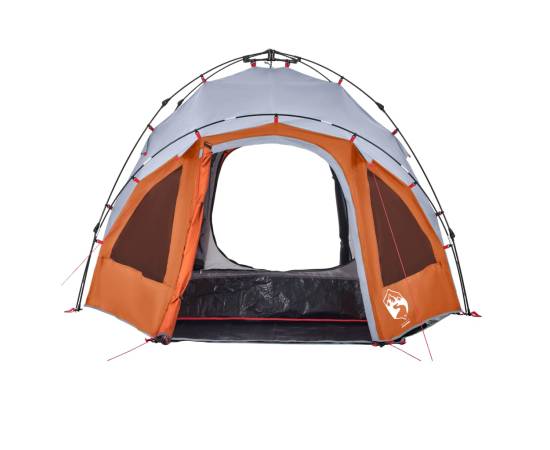 Cort camping cupolă 3 persoane, gri/portocaliu, setare rapidă, 7 image
