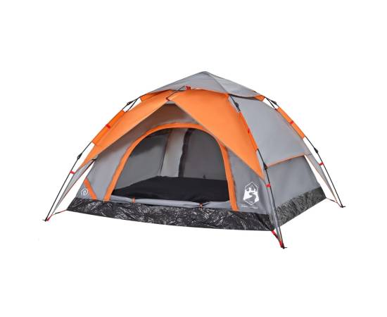 Cort camping cupolă 4 persoane, gri/portocaliu, setare rapidă, 4 image