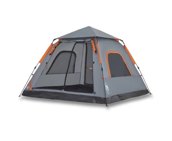 Cort camping cupolă 5 persoane, gri/portocaliu, setare rapidă, 2 image