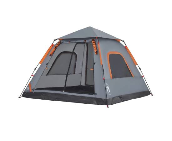 Cort camping cupolă 5 persoane, gri/portocaliu, setare rapidă, 4 image