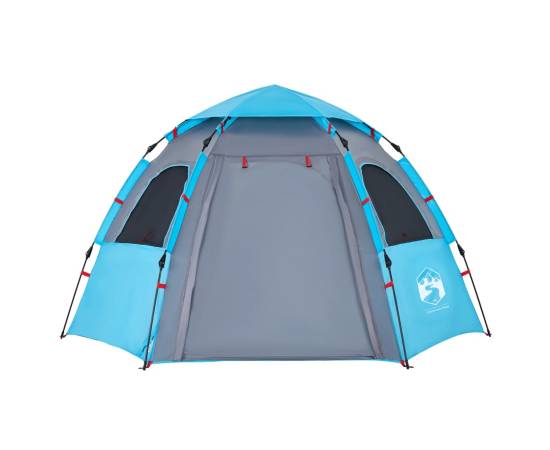 Cort de camping cabană 4 persoane albastru cu eliberare rapidă, 6 image
