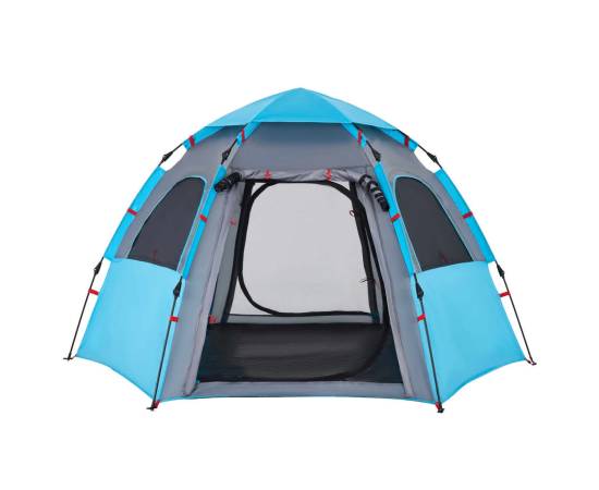 Cort de camping cabană 4 persoane albastru cu eliberare rapidă, 7 image